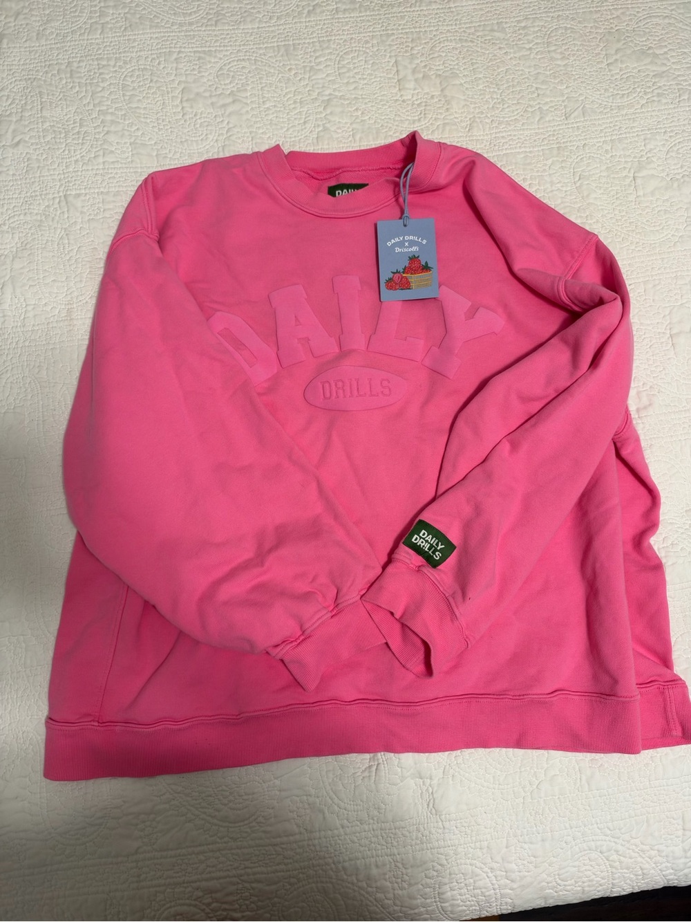 Daily Drills Hot Pink Embossed Crewneck Sweatshirt